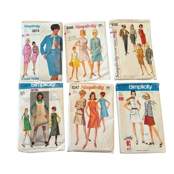 Vintage Simplicity McCall Sewing Pattern Lot Miss Sz 14 60's Retro Clothing Cut - Picture 1 of 2